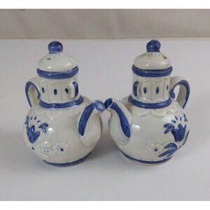 Vintage Delft Blue & White Teapot Salt & Pepper Shakers Japan
